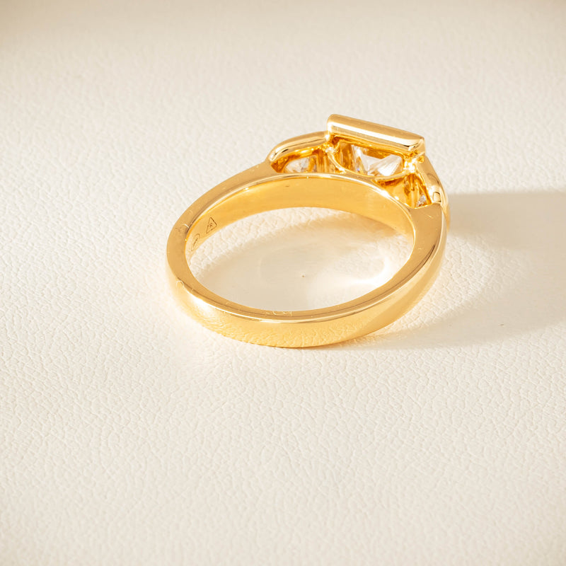 18ct Yellow Gold 1.04ct Reclaimed Princess-Cut Diamond Fusion Ring - Ring - Walker & Hall