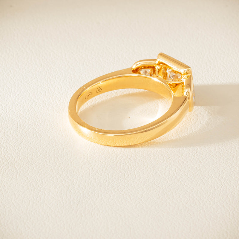 18ct Yellow Gold 1.04ct Reclaimed Princess-Cut Diamond Fusion Ring - Ring - Walker & Hall