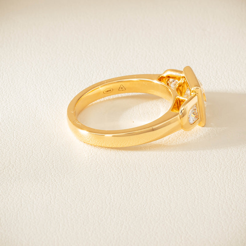 18ct Yellow Gold 1.04ct Reclaimed Princess-Cut Diamond Fusion Ring - Ring - Walker & Hall