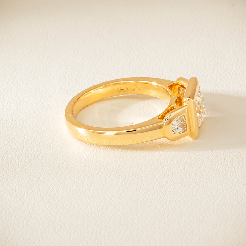 18ct Yellow Gold 1.04ct Reclaimed Princess-Cut Diamond Fusion Ring - Ring - Walker & Hall