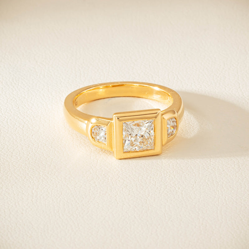 18ct Yellow Gold 1.04ct Reclaimed Princess-Cut Diamond Fusion Ring - Ring - Walker & Hall