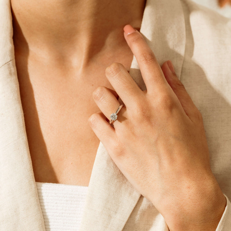 18ct White Gold .78ct Reclaimed Diamond Venetian Ring - Ring - Walker & Hall