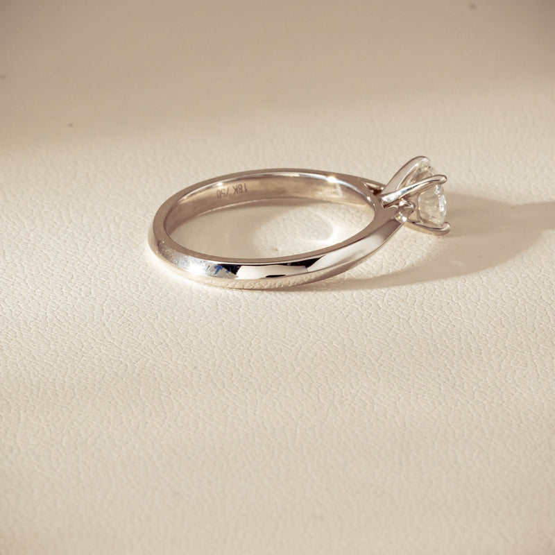 18ct White Gold .78ct Reclaimed Diamond Venetian Ring - Ring - Walker & Hall