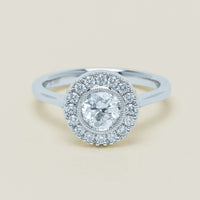 18ct White Gold .69ct Old-Cut Diamond Daisy Ring - Ring - Walker & Hall