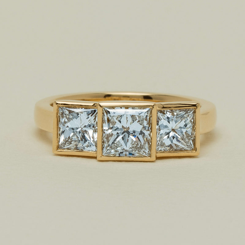 18ct Yellow Gold 2.42ct Reclaimed Princess-Cut Diamond Ring - Ring - Walker & Hall