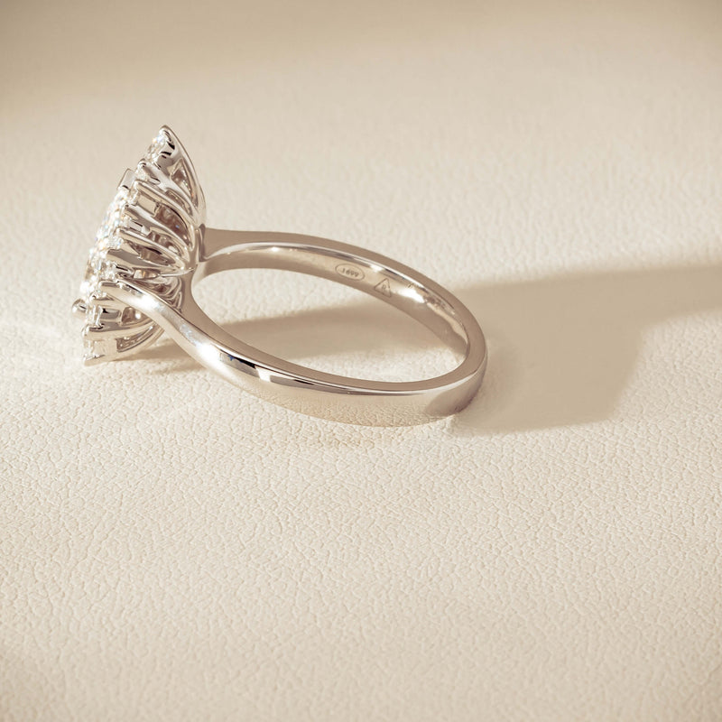 18ct White Gold 1.03ct Pear Cut Reclaimed Diamond Belle Ring - Ring - Walker & Hall