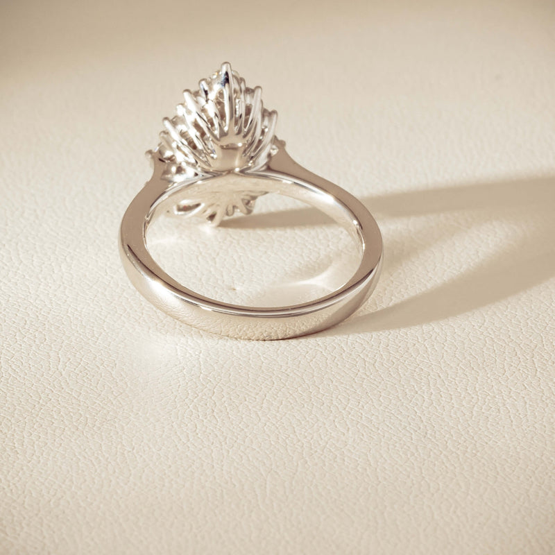 18ct White Gold 1.03ct Pear Cut Reclaimed Diamond Belle Ring - Ring - Walker & Hall