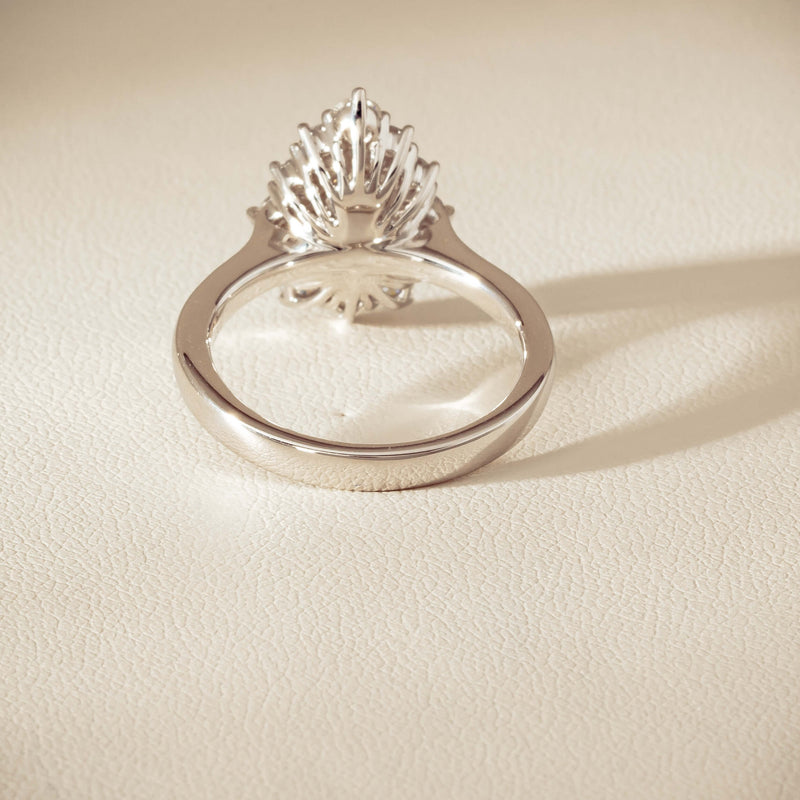 18ct White Gold 1.03ct Pear Cut Reclaimed Diamond Belle Ring - Ring - Walker & Hall