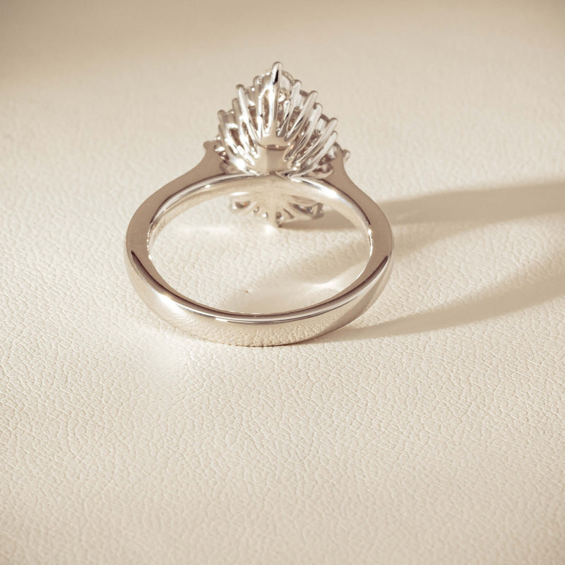 18ct White Gold 1.03ct Pear Cut Reclaimed Diamond Belle Ring - Ring - Walker & Hall