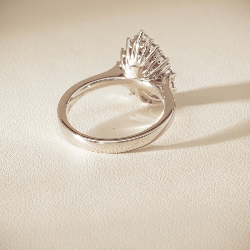 18ct White Gold 1.03ct Pear Cut Reclaimed Diamond Belle Ring - Ring - Walker & Hall
