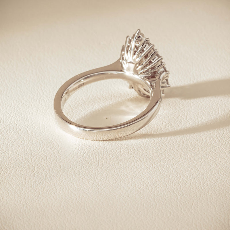 18ct White Gold 1.03ct Pear Cut Reclaimed Diamond Belle Ring - Ring - Walker & Hall