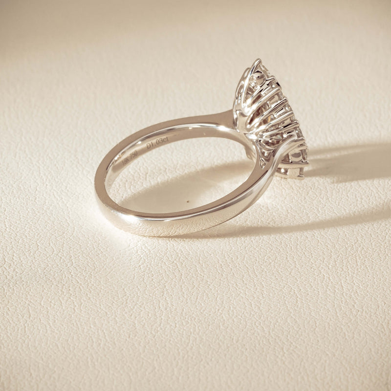 18ct White Gold 1.03ct Pear Cut Reclaimed Diamond Belle Ring - Ring - Walker & Hall