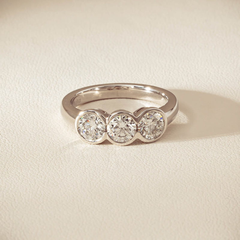 Platinum 1.61ct Reclaimed Diamond Three-Stone Natalia Ring - Ring - Walker & Hall