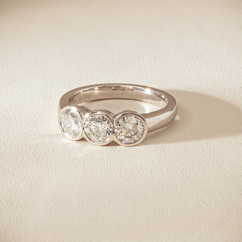 Platinum 1.61ct Reclaimed Diamond Three-Stone Natalia Ring - Ring - Walker & Hall