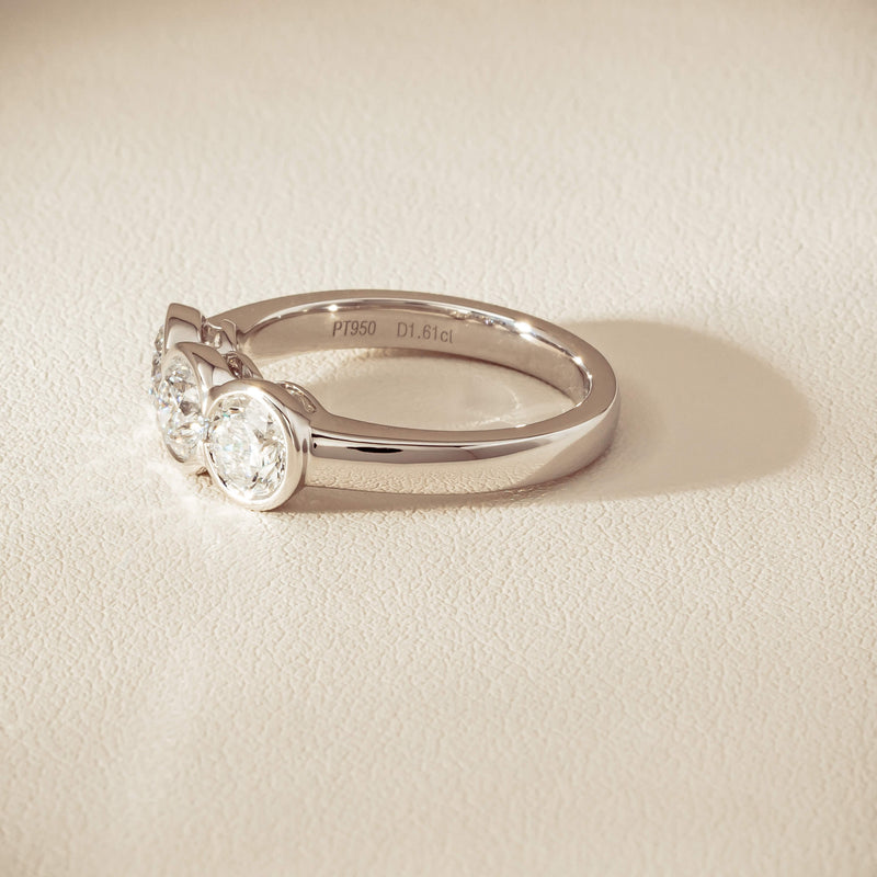 Platinum 1.61ct Reclaimed Diamond Three-Stone Natalia Ring - Ring - Walker & Hall