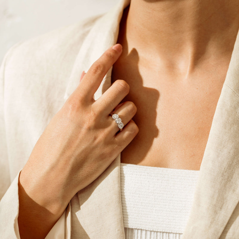 Platinum 1.61ct Reclaimed Diamond Three-Stone Natalia Ring - Ring - Walker & Hall