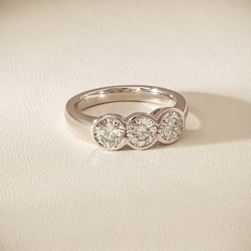 Platinum 1.61ct Reclaimed Diamond Three-Stone Natalia Ring - Ring - Walker & Hall