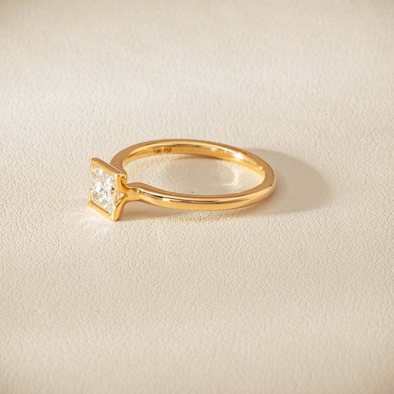 18ct Yellow Gold .62ct Reclaimed Princess-Cut Diamond Elle Ring - Ring - Walker & Hall
