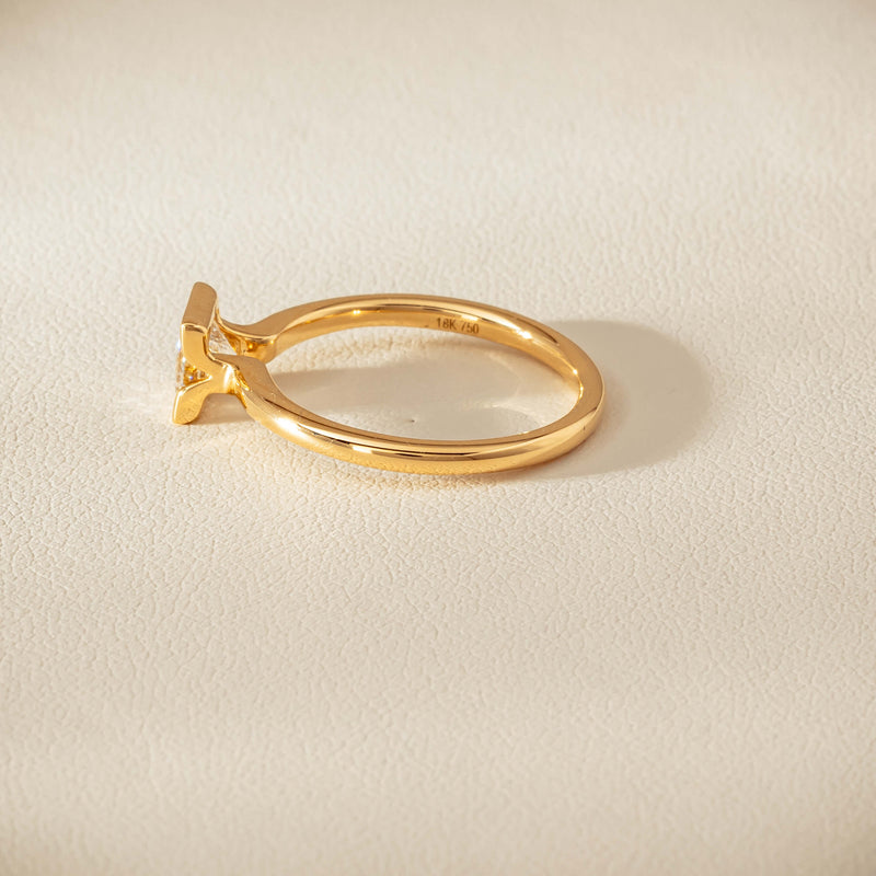 18ct Yellow Gold .62ct Reclaimed Princess-Cut Diamond Elle Ring - Ring - Walker & Hall