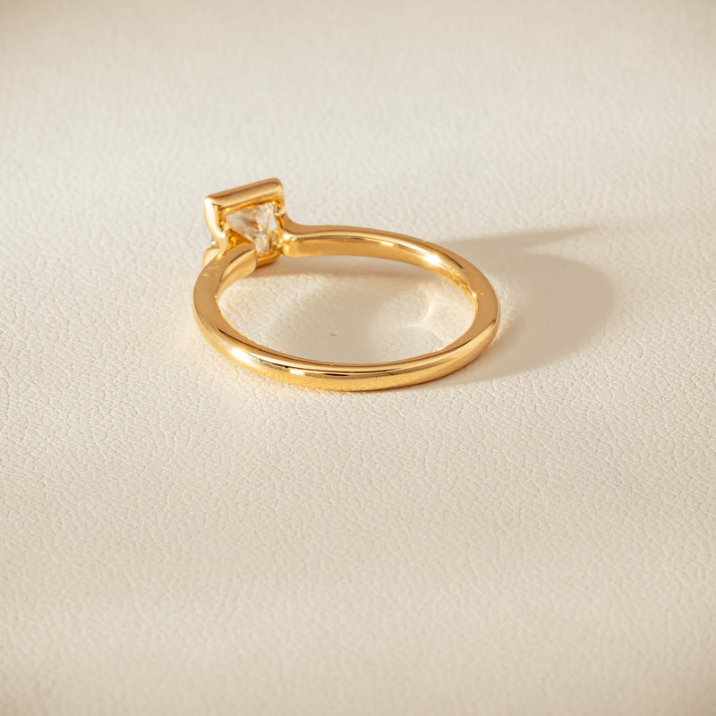 18ct Yellow Gold .62ct Reclaimed Princess-Cut Diamond Elle Ring - Ring - Walker & Hall