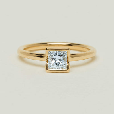 18ct Yellow Gold .62ct Reclaimed Princess-Cut Diamond Elle Ring - Ring - Walker & Hall