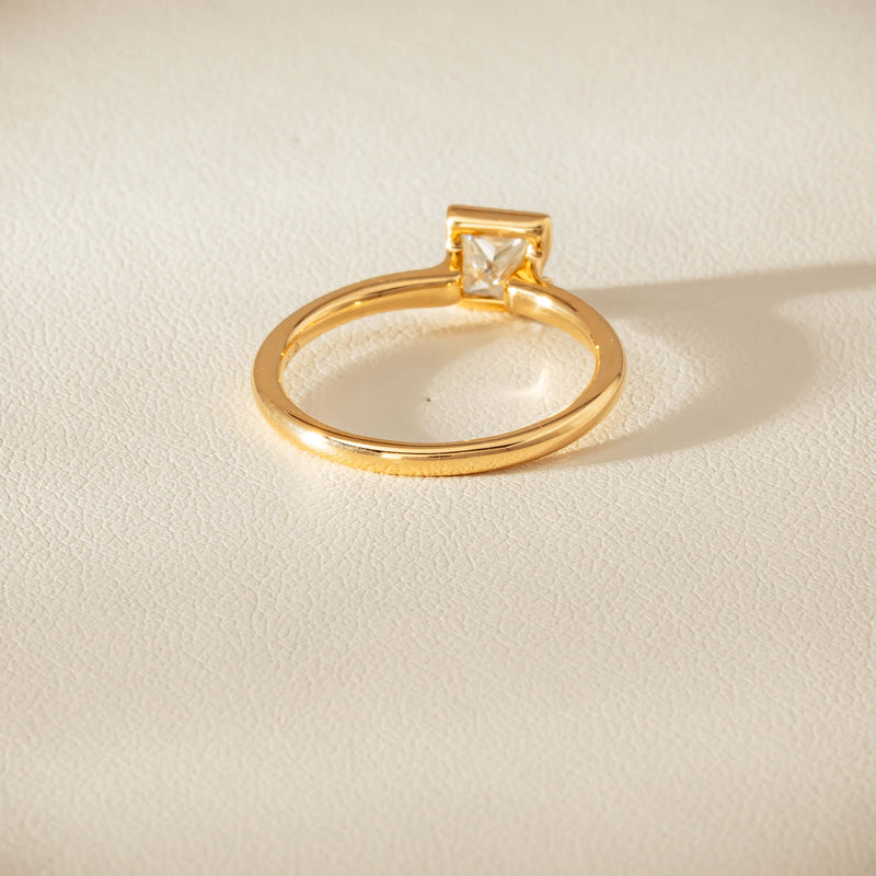 18ct Yellow Gold .62ct Reclaimed Princess-Cut Diamond Elle Ring - Ring - Walker & Hall