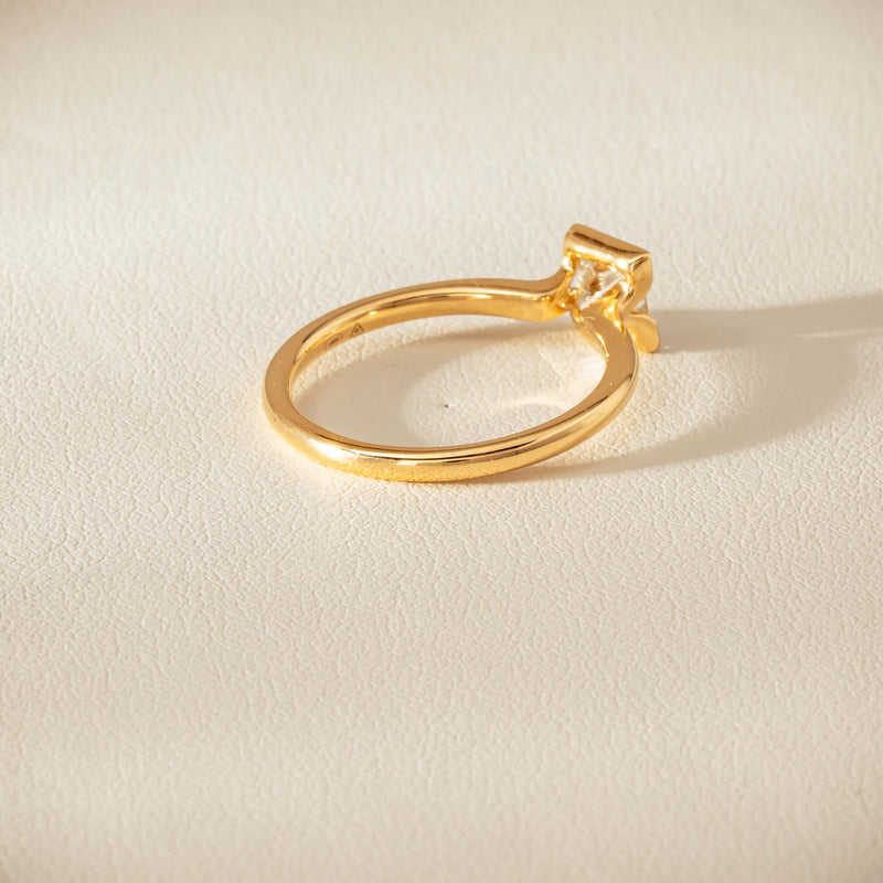 18ct Yellow Gold .62ct Reclaimed Princess-Cut Diamond Elle Ring - Ring - Walker & Hall