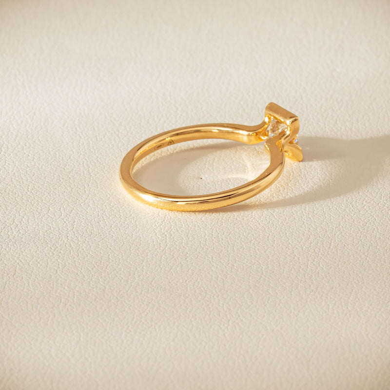 18ct Yellow Gold .62ct Reclaimed Princess-Cut Diamond Elle Ring - Ring - Walker & Hall