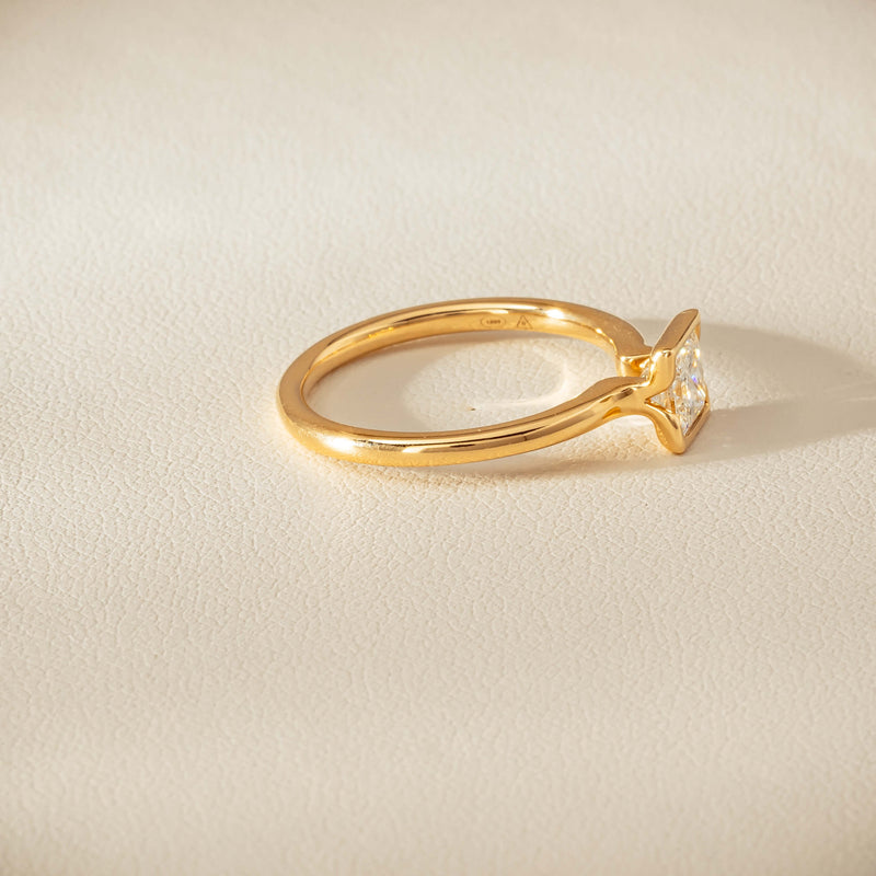 18ct Yellow Gold .62ct Reclaimed Princess-Cut Diamond Elle Ring - Ring - Walker & Hall