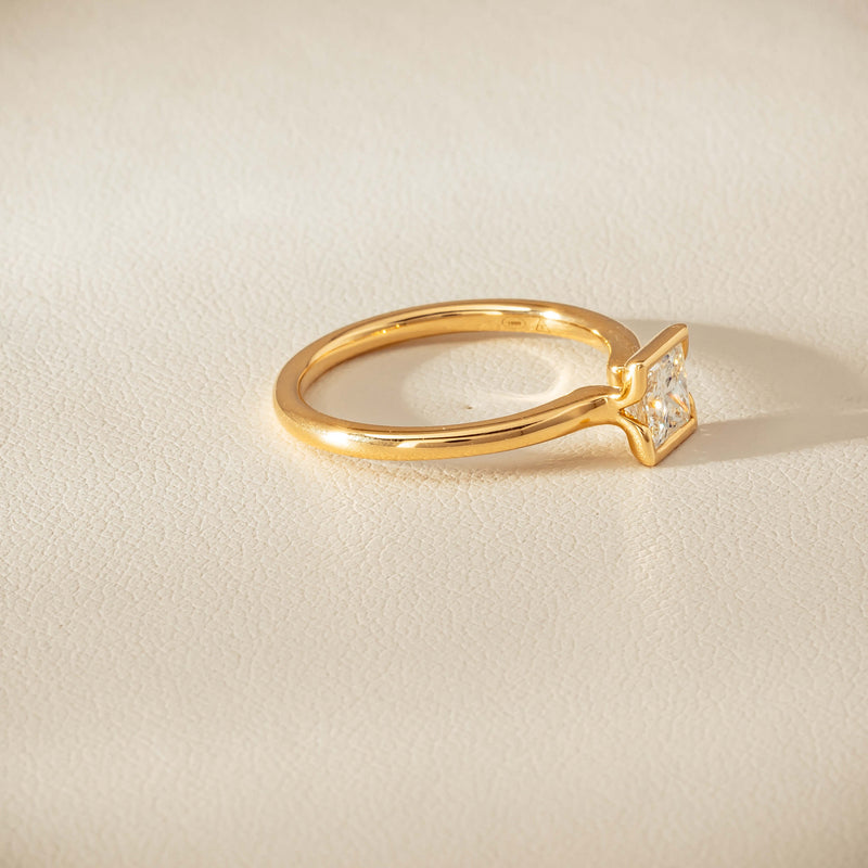 18ct Yellow Gold .62ct Reclaimed Princess-Cut Diamond Elle Ring - Ring - Walker & Hall