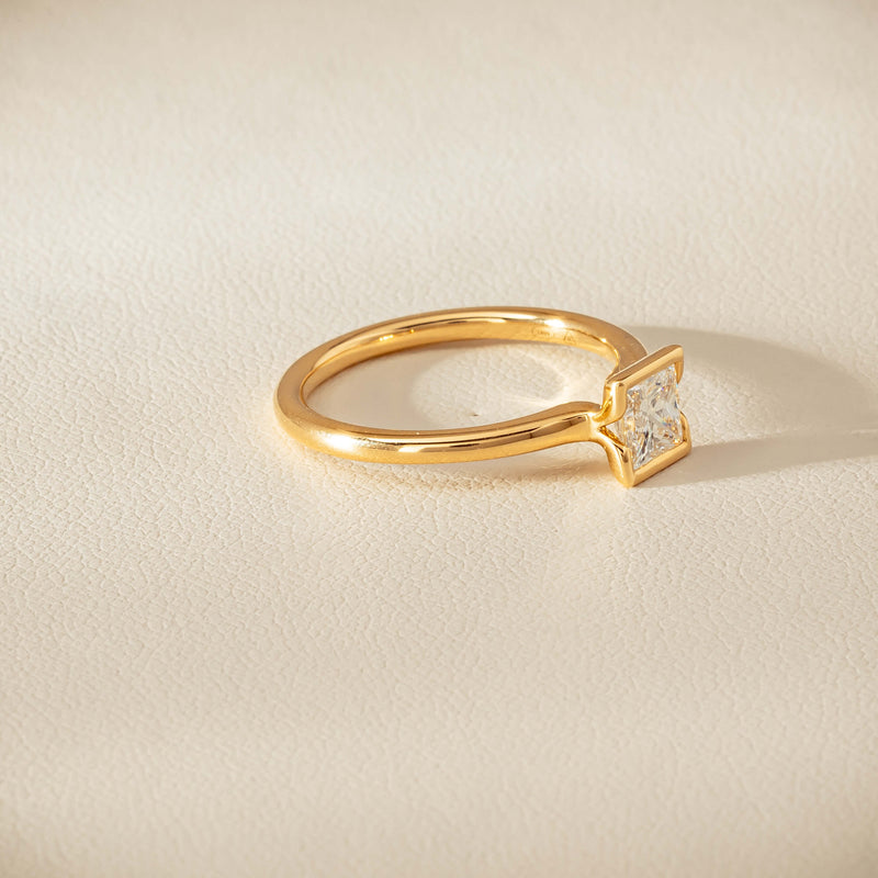 18ct Yellow Gold .62ct Reclaimed Princess-Cut Diamond Elle Ring - Ring - Walker & Hall