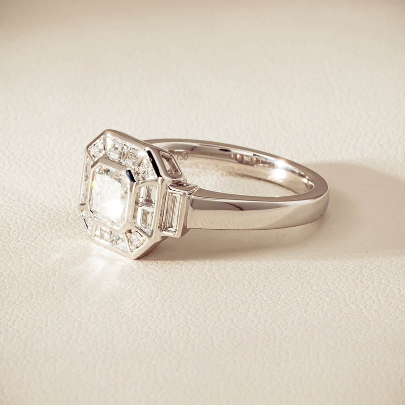 18ct White Gold .75ct Reclaimed Diamond Magritte Ring - Ring - Walker & Hall