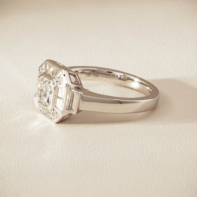 18ct White Gold .75ct Reclaimed Diamond Magritte Ring - Ring - Walker & Hall