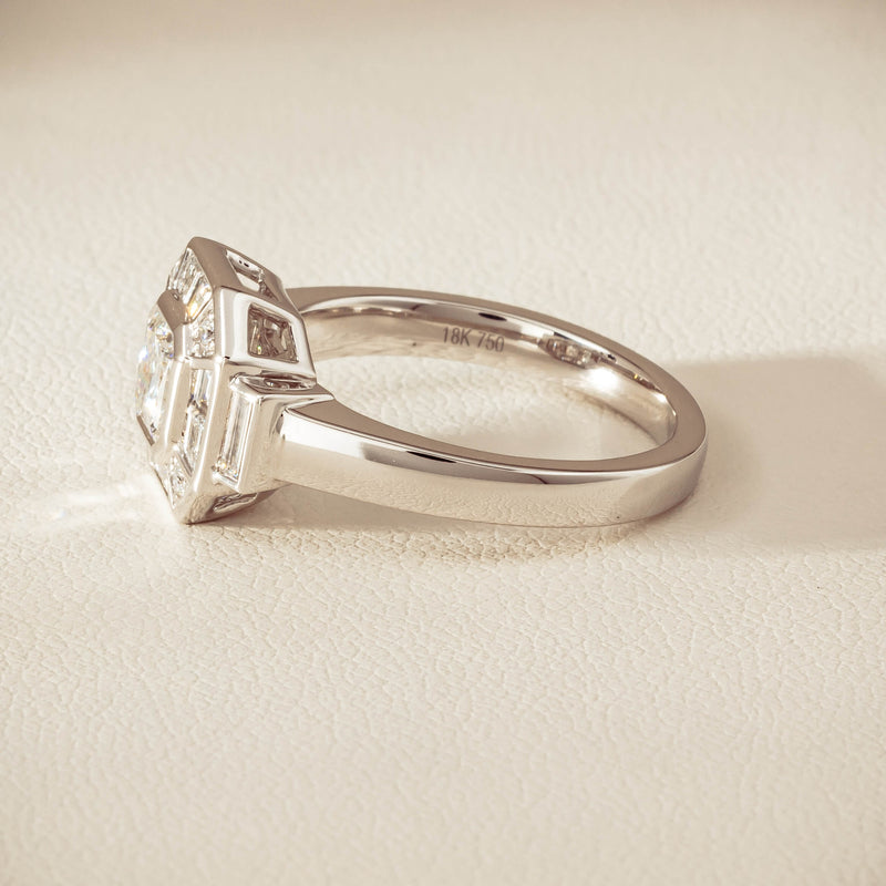 18ct White Gold .75ct Reclaimed Diamond Magritte Ring - Ring - Walker & Hall