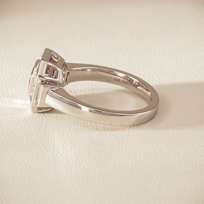 18ct White Gold .75ct Reclaimed Diamond Magritte Ring - Ring - Walker & Hall