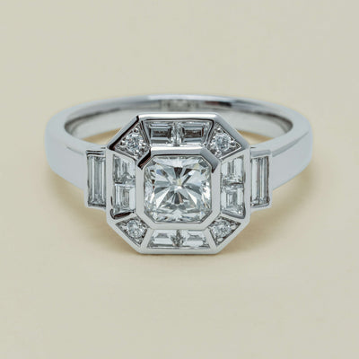 18ct White Gold .75ct Reclaimed Diamond Magritte Ring - Ring - Walker & Hall