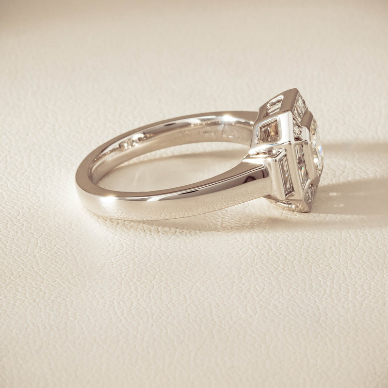 18ct White Gold .75ct Reclaimed Diamond Magritte Ring - Ring - Walker & Hall