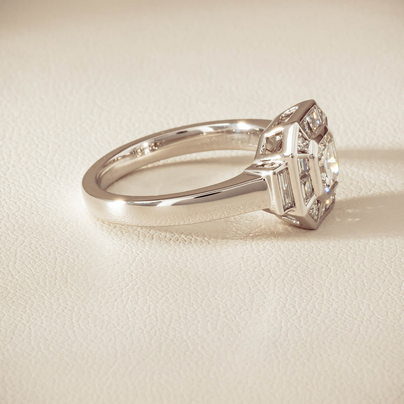 18ct White Gold .75ct Reclaimed Diamond Magritte Ring - Ring - Walker & Hall