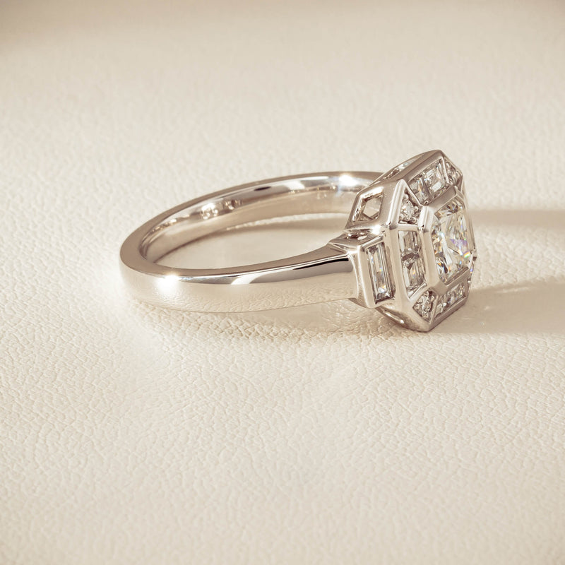 18ct White Gold .75ct Reclaimed Diamond Magritte Ring - Ring - Walker & Hall