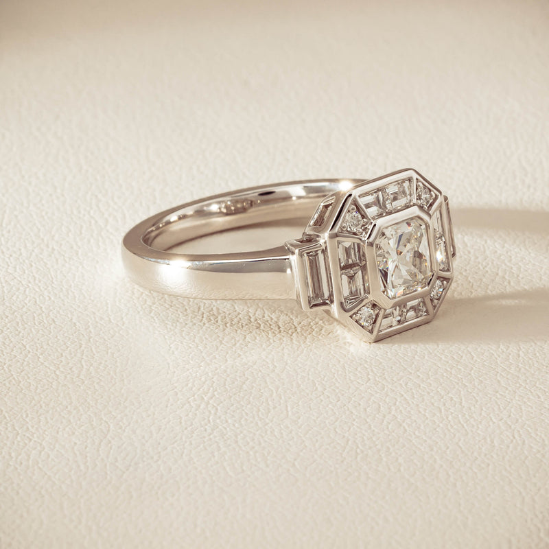 18ct White Gold .75ct Reclaimed Diamond Magritte Ring - Ring - Walker & Hall