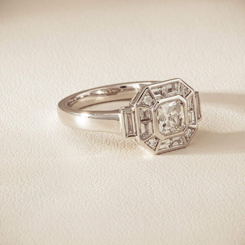 18ct White Gold .75ct Reclaimed Diamond Magritte Ring - Ring - Walker & Hall