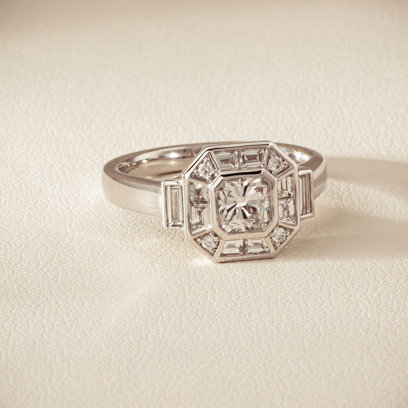 18ct White Gold .75ct Reclaimed Diamond Magritte Ring - Ring - Walker & Hall