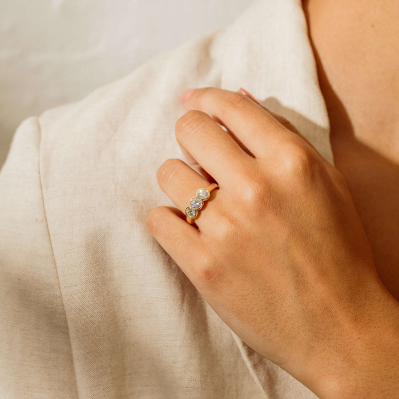 18ct Yellow Gold 1.17ct Diamond Three-Stone Natalia Ring - Ring - Walker & Hall