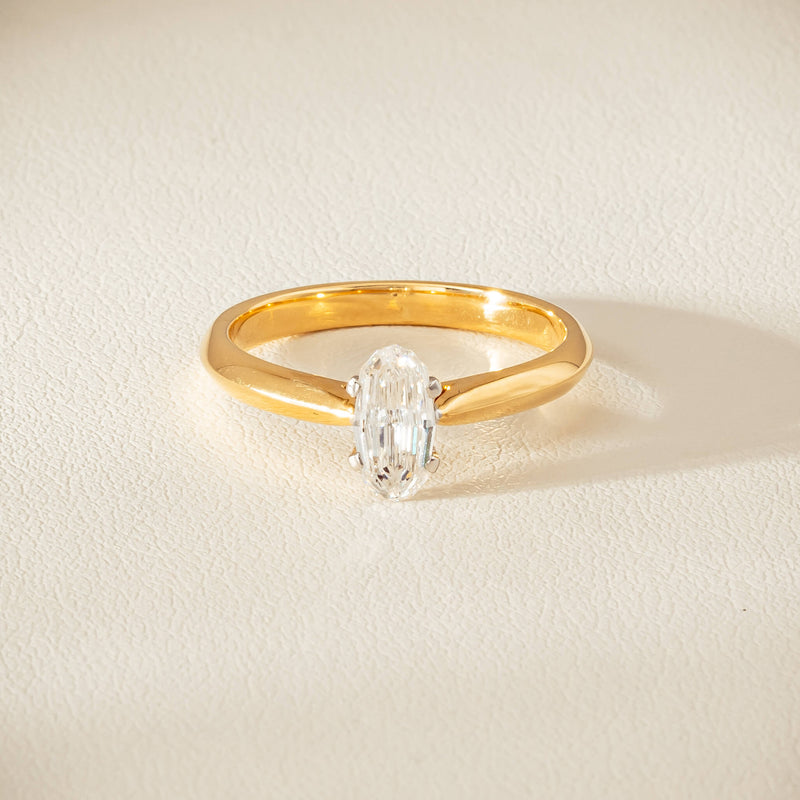 18ct Yellow Gold .70ct Modified Oval Diamond Venetian Ring - Ring - Walker & Hall