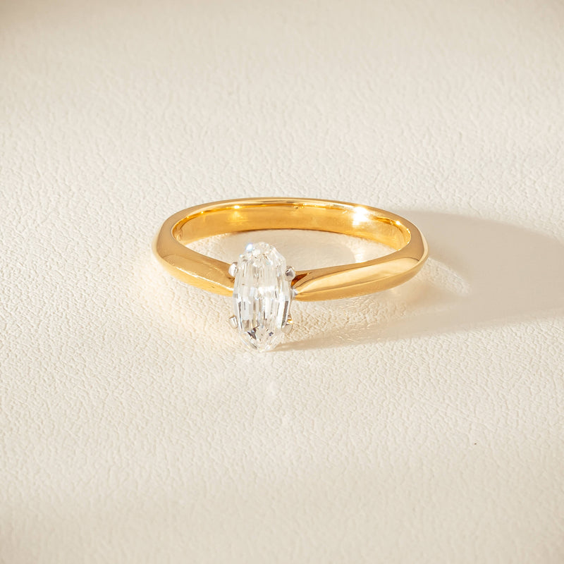 18ct Yellow Gold .70ct Modified Oval Diamond Venetian Ring - Ring - Walker & Hall