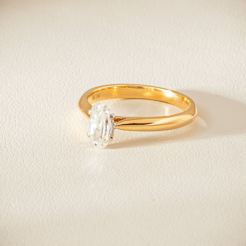 18ct Yellow Gold .70ct Modified Oval Diamond Venetian Ring - Ring - Walker & Hall