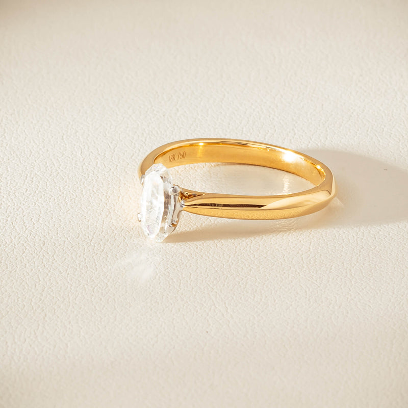 18ct Yellow Gold .70ct Modified Oval Diamond Venetian Ring - Ring - Walker & Hall