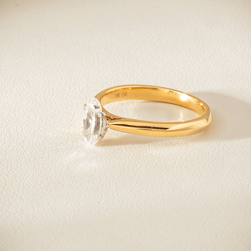 18ct Yellow Gold .70ct Modified Oval Diamond Venetian Ring - Ring - Walker & Hall