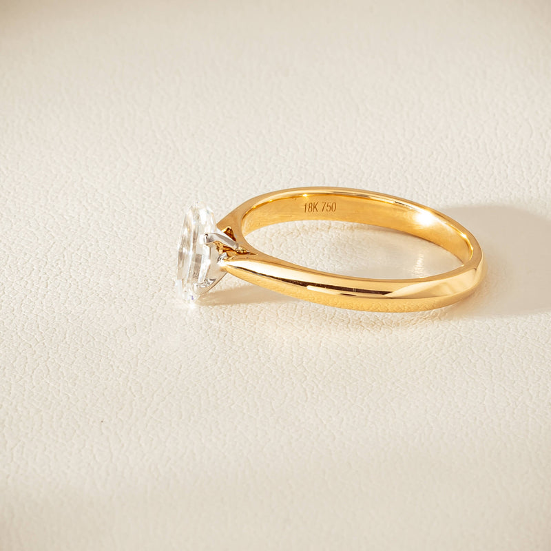 18ct Yellow Gold .70ct Modified Oval Diamond Venetian Ring - Ring - Walker & Hall