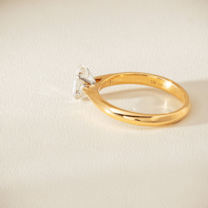 18ct Yellow Gold .70ct Modified Oval Diamond Venetian Ring - Ring - Walker & Hall